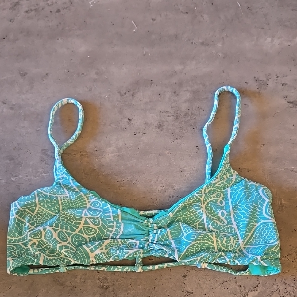 San Lorenzo Aqua Color Patterned Bikini Top